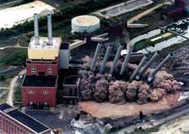 Aerial Image Detroit Edison
	   Conner Creek (Seven Sisters) Implosion 3