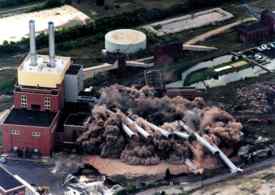 Aerial Image Detroit Edison
	   Conner Creek (Seven Sisters) Implosion 5