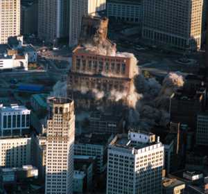 Aerial JL Hudson's Demolition - Implosion  3