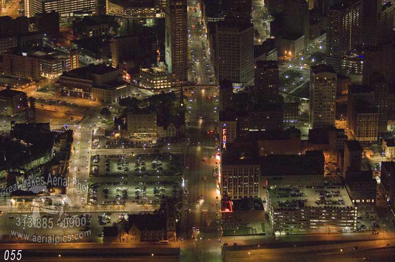 Woodward Ave, Looking To The River, Detroit Skyline At Night ©2011  